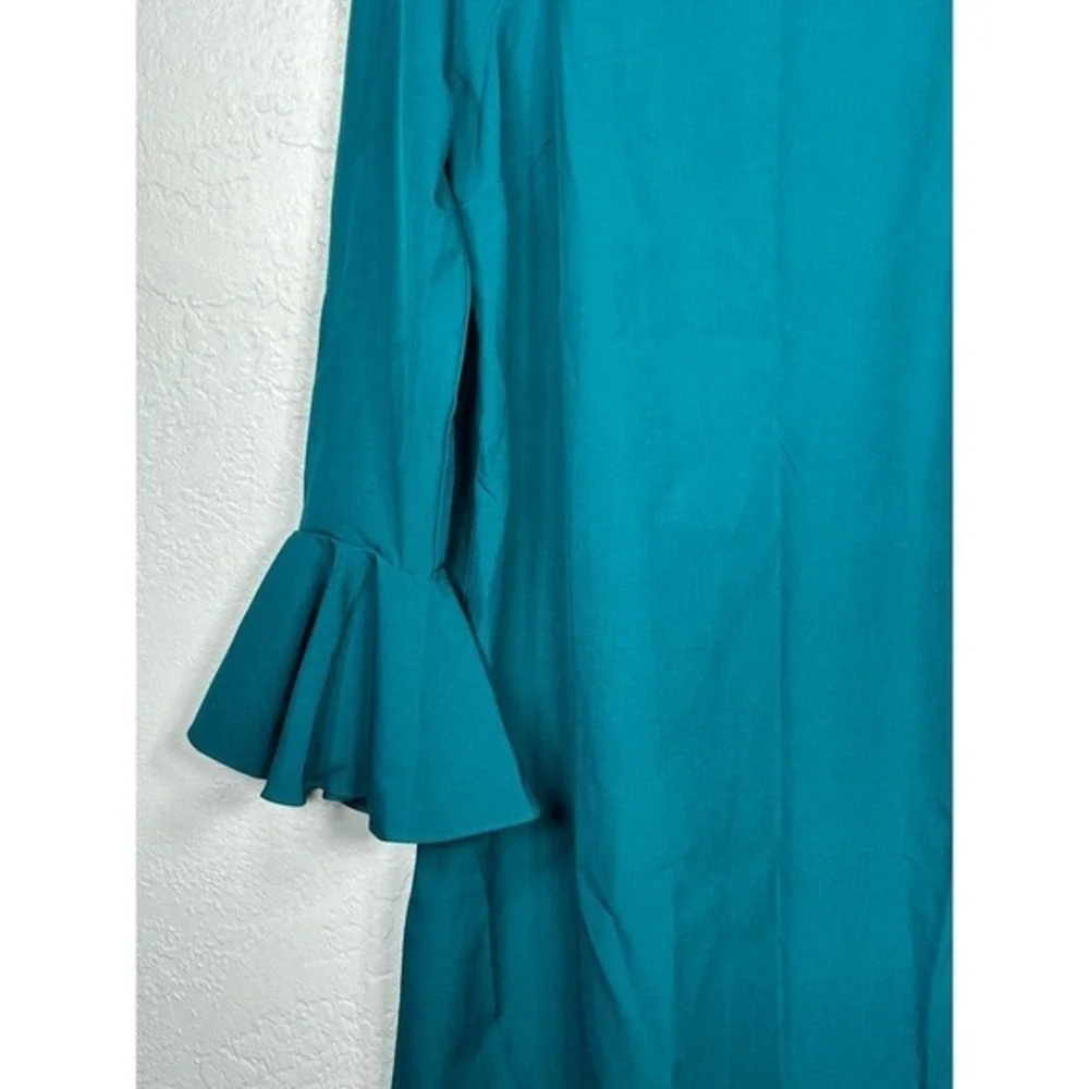 Banana Republic Teal Square Neck Bell Sleeve Shift Dress Size S - Picture 2 of 8
